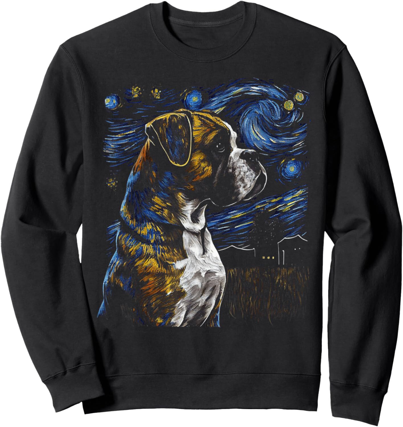 Long Sleeve Shirts for Men sweatshirt Boxer Dog Starry Night Dogs Lover Gifts Graphic Sweatshirt T shirt Tee Streetwear Casual tops clothes