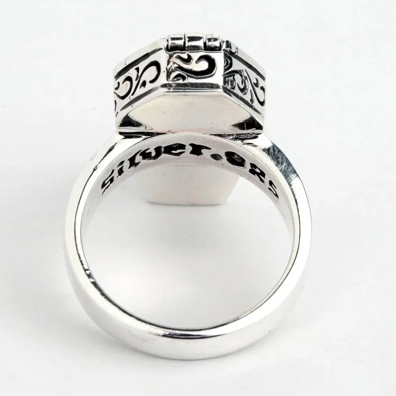 2023 New Halloween Retro Punk Flip Pattern Skull Coffin Neutral Simple Ring Creative Jewelry Party Gift