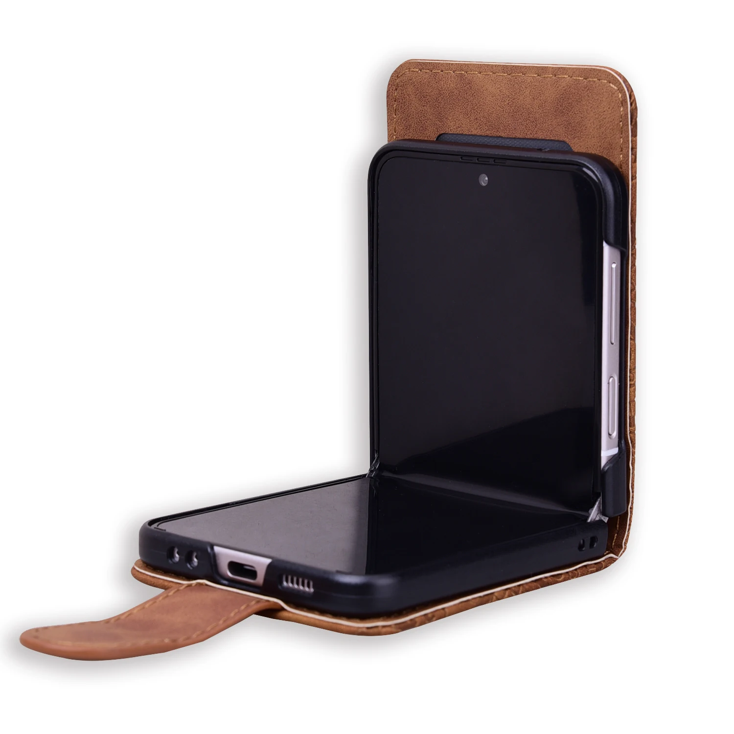 Leather Holder Wallet Card Phone Case for Samsung Galaxy Z Flip 5 4 3 5G Flip4 5G Flip3 Matte Feeling 3D Eming Cover Fundas smile