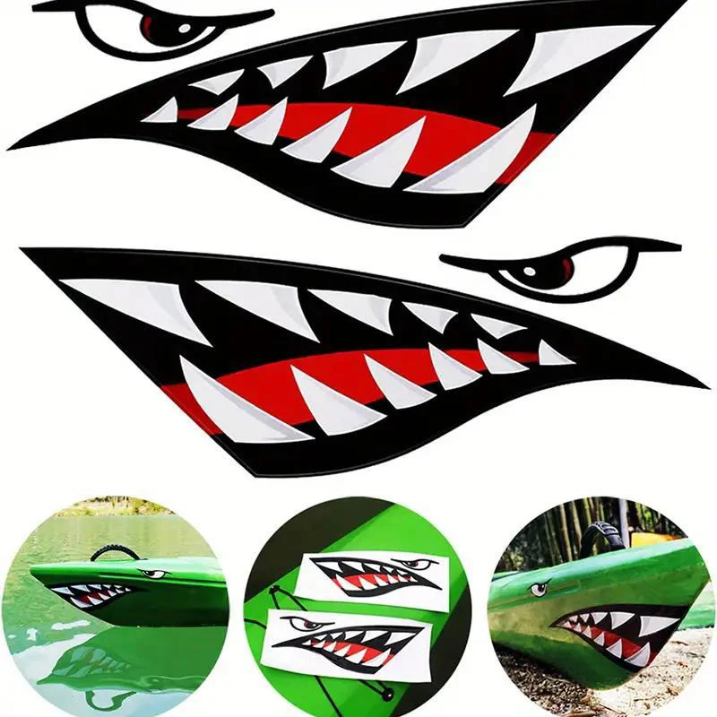 1set 2pcs Car stikers Car Automobiles Body 2025 DIY Stickers Kayak Shark Sticker Waterproof Stickers Decal new Canoe Dinghy Marine Boat