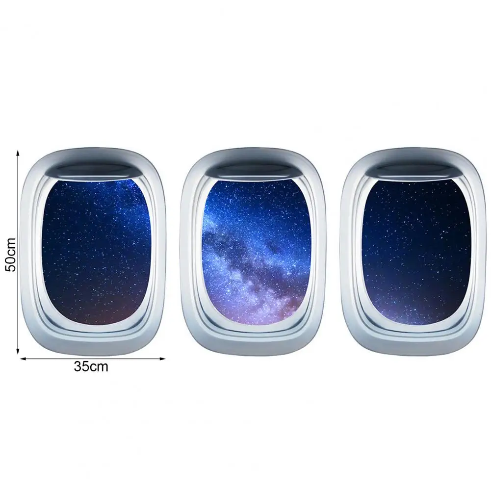 Airplane Window Decal 3Pcs/Set Useful Removable Window View Landscape Wall Decor Airplane Wall Stickers for Classroom