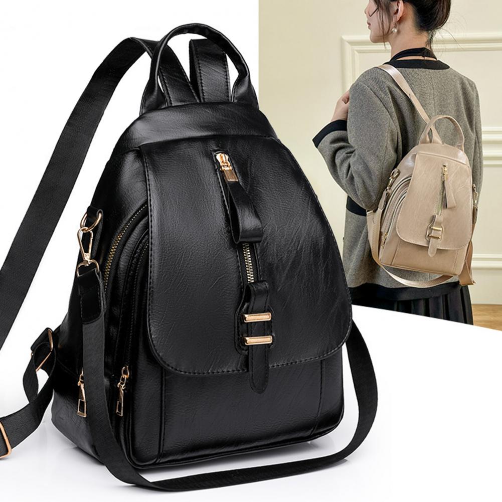 Leather Backpack Faux Soft Retro Style Women's Backpack ddmysmile With Anti-Theft Features Large Capacity Adjustable Straps For School Smile
