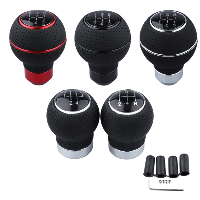 5 Leather Universal Speed Gear Shift Knob Manual Car Gear Stick Shift Knob Gear Stick Shift Knob For VW HONDA ddmysmile NISSAN VOO Smile