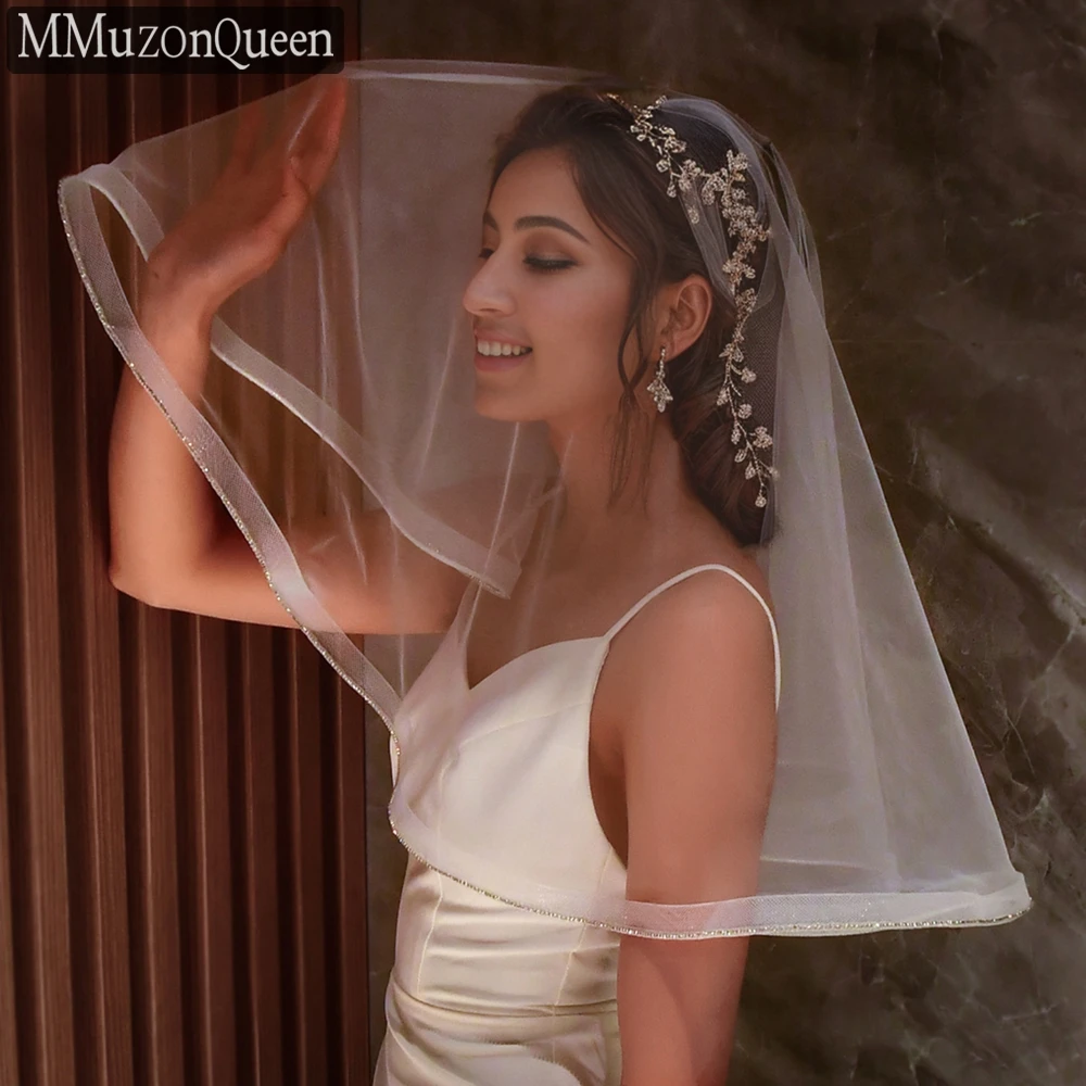 M52 Dignified Short MMQ Sier Flat ddmysmile Hot Drill Yarn Sier Ear Sier Dense Chain Bridal Wedding Church Accessories Smile