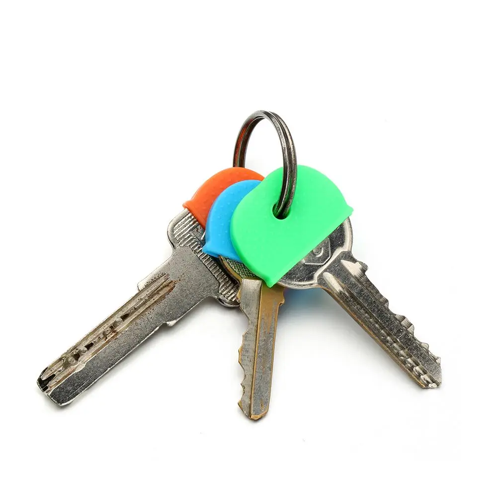 12/24/32Pcs Key Cap Tags Label ID Silicone Coding Color Key Identifier Cover Keyring Label Keys Organizer