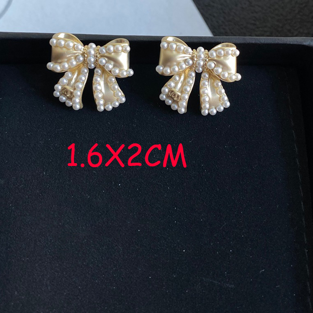 Never Fading Long Style Crystal Ear Stud Earrings Pearl Real Gold Brass Copper Back Stamp Earring for Fashion Womens Elegance Wedding Party Jewelry Accessories