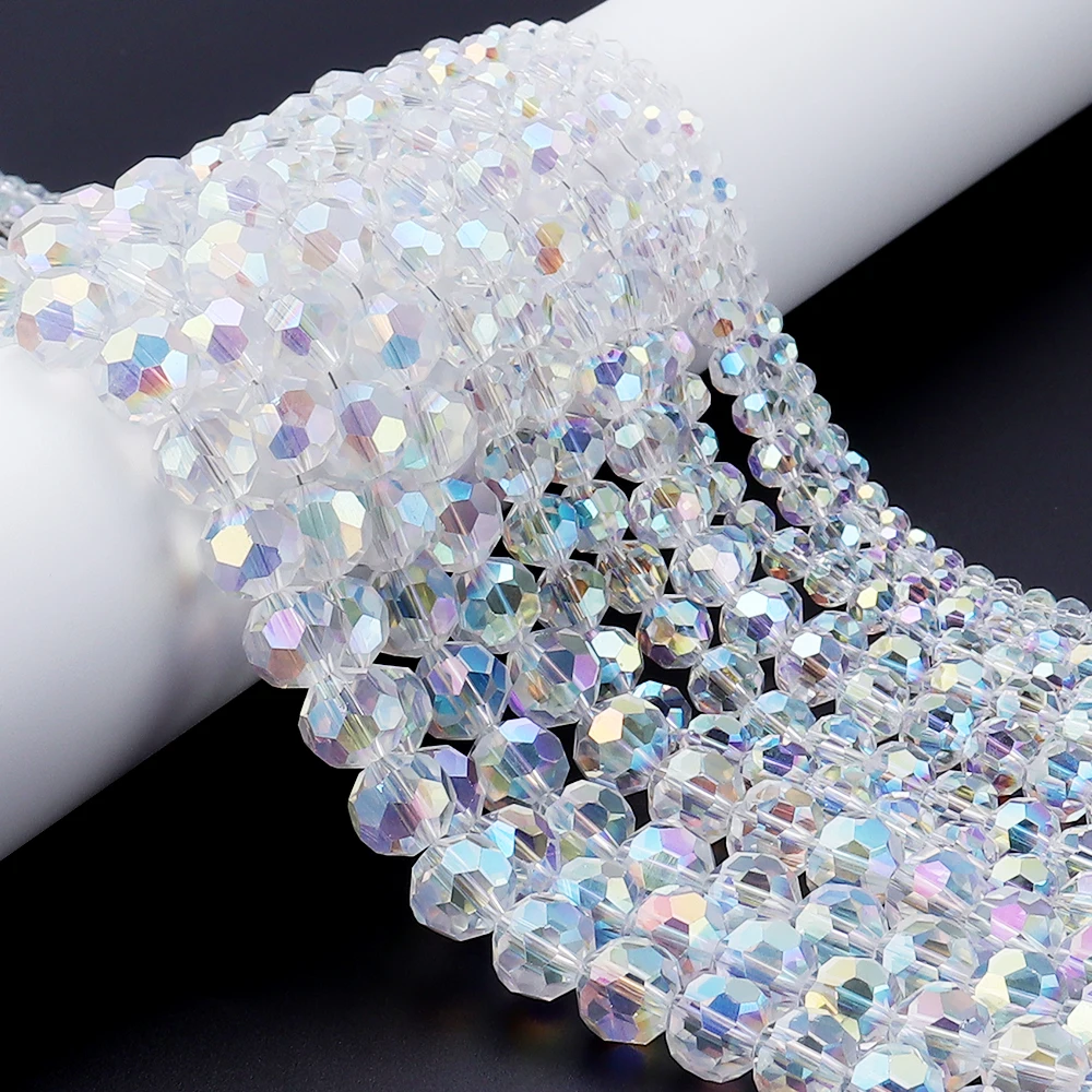 AB Color Half Louleur Faceted Crystal Beads For Jewelry Making Loose Spacer ddmysmile Beads DIY Bracelet Necklace Wholesale Smile