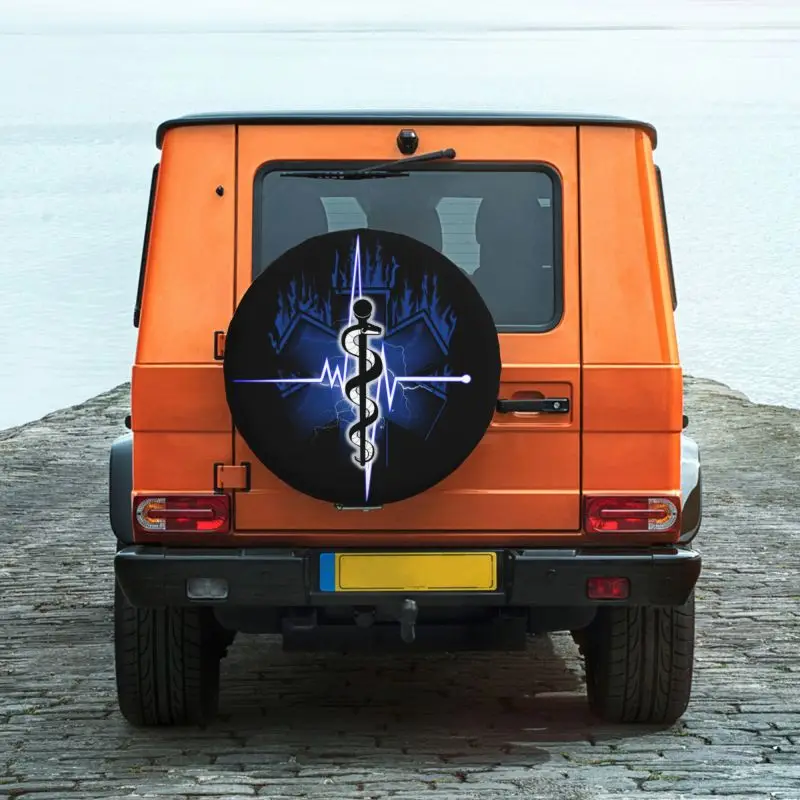 Star Of Life Spare Tire Cover for Honda CRV Jeep RV SUV Camper Emt Paramedic Medic Car Wheel Protector Covers 14" 15" 16" Inch