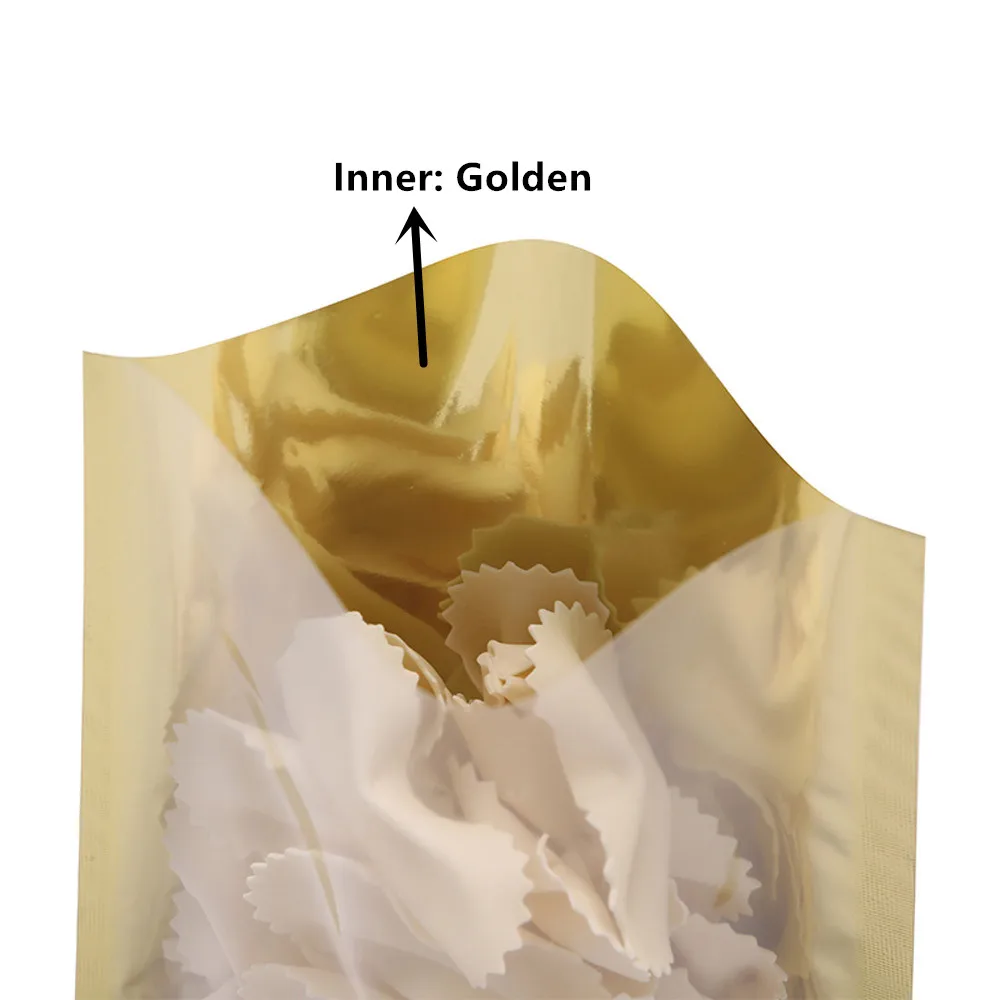 Inner Plating 100Pcs Gold Aluminum Bags With Transparent Front Heat Seal Mylar Foil Plastic Flat Pouches ddmysmile Food Powder Packing-Bag Smile
