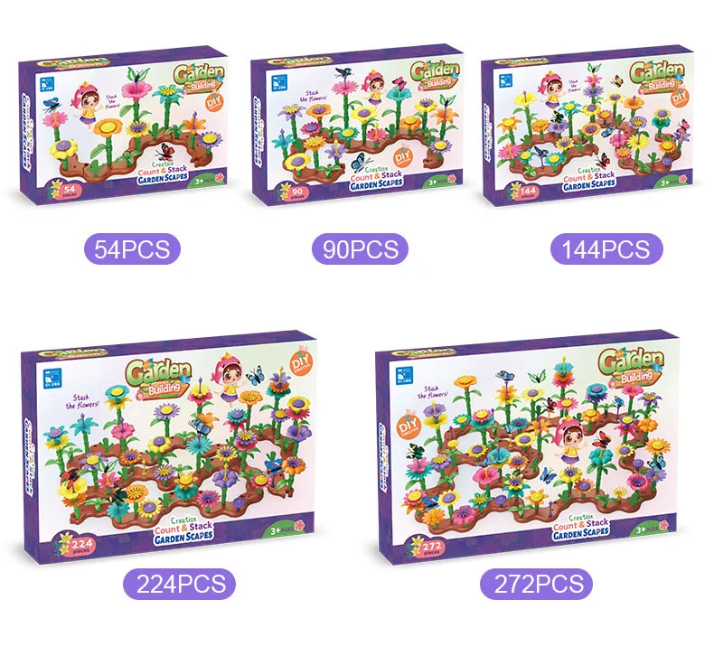 Girls DIY Flower Garden Toys Building Blocks Kids Toddlers Playset Bouquet 2025 new Creative Growing Floral Garden Parents-child Interct