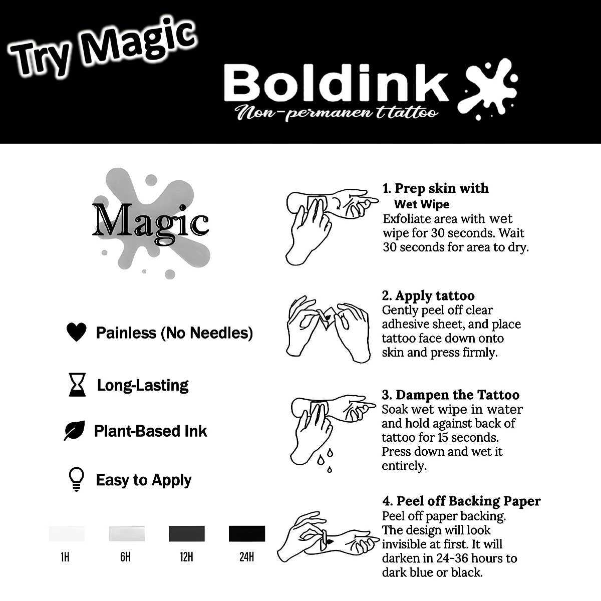 Wings temporary tattoo lasting for 15 days with new technology waterproof semi permanent sticker. W250410