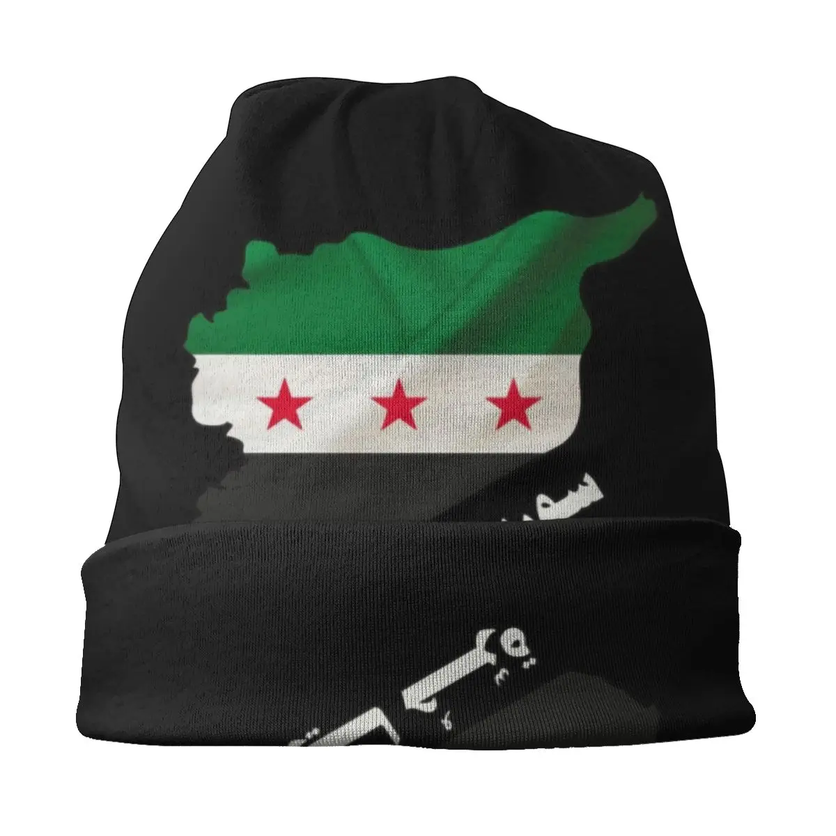 Winter Warm Knit Hats Unisex Adult Syria Independence Flag Map Arabic Calligraphy Skullies Beanies Caps Syrian Pride Bonnet Hats