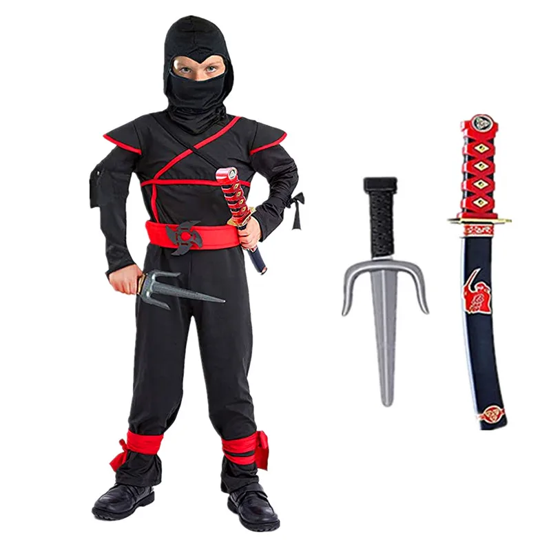 Halloween Ninja Costume Boy Kids Costume Boy Ninja Muscle Costume With ddmysmile Ninja Foam Accessories Best Children Gift Smile