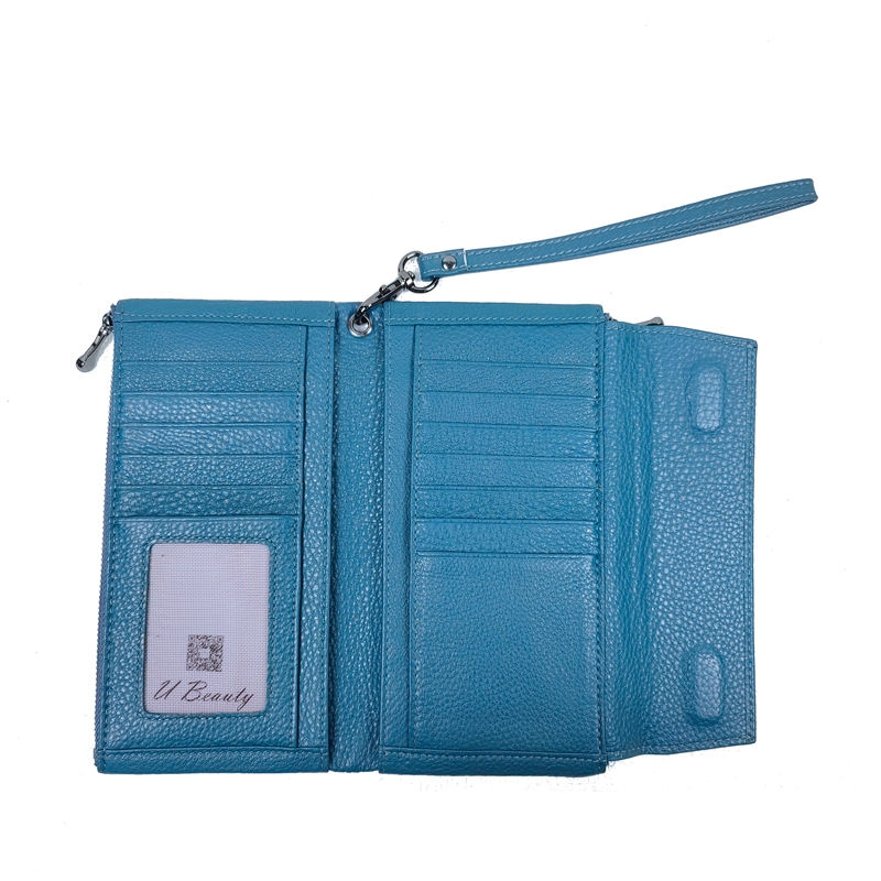Coin Purse Ladies Multifunctional Soft Genuine Leather Long Wallet Cowhide Card Holder Phone Pocket Wristlet Strap Clutch Purses