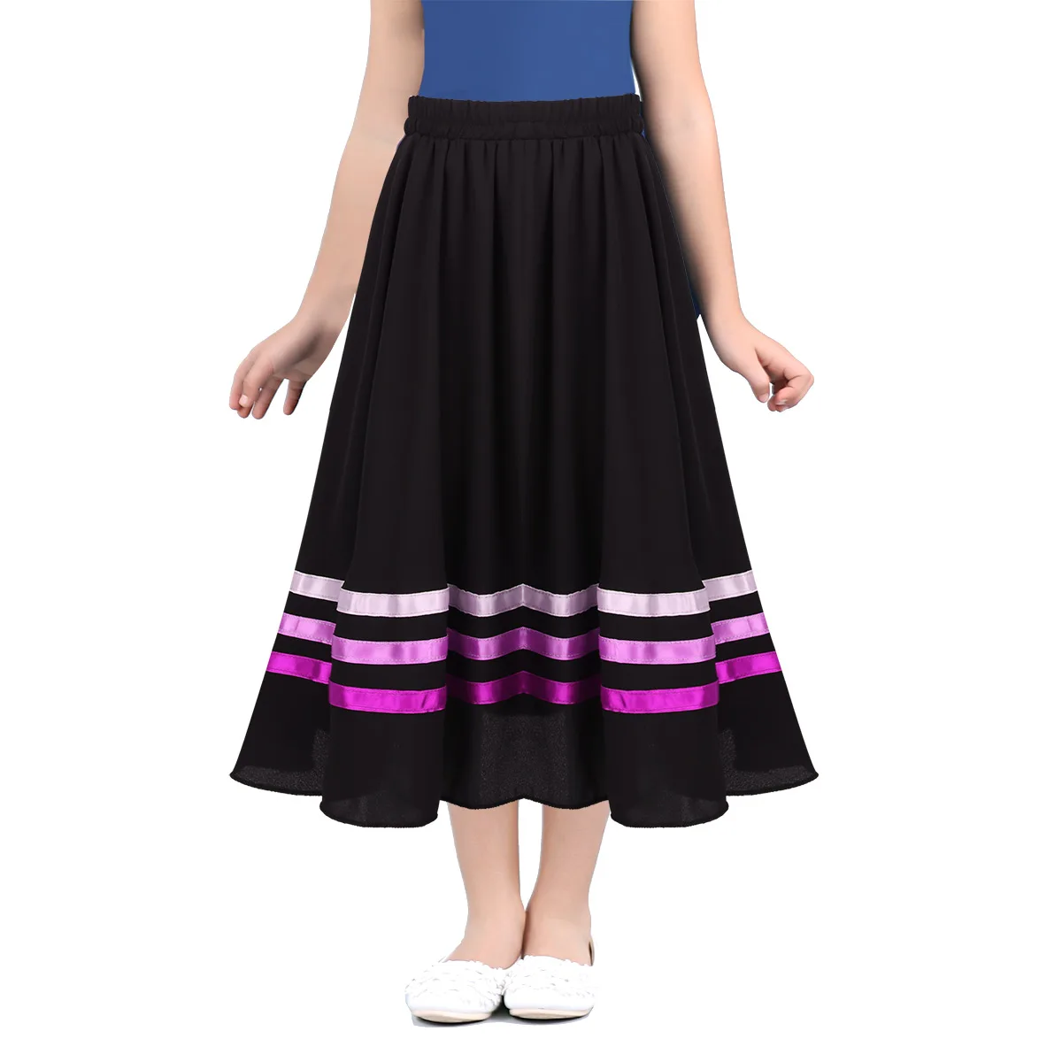 Latin Elegant Ballroom Dance Flamenco Dance Skirt for Kids Girls Ballet Dance Skirt for Gymnastics Workout Practice Leotard smile