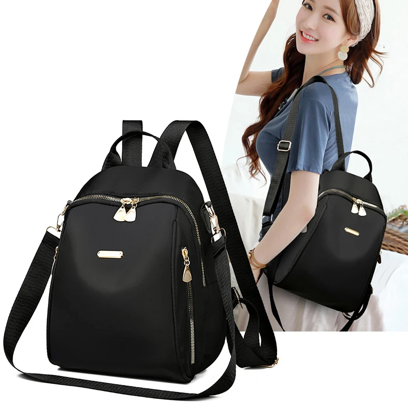 Black Capacity Simple ddmysmile Large Backpacks Women Travel Bag Solid Haruku Student Schoolbag Backpack Unisex Bags High Street Smile