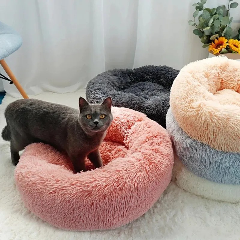 Round Beds House Soft Long Plush Best Dog For Dogs Basket Pet Products Cushion Bed Cat Mat Animals Sleeping Sofa Free shipping