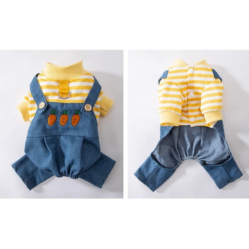 Striped Dog Jumpsuit Pet Clothing Puppy and Kitten Sweatshirt Chihuahua Costume French Bulldog Romper Luxury Dog Clothes New