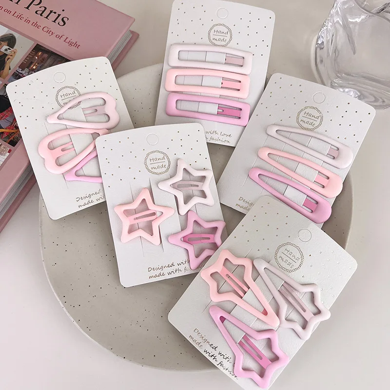 Pink Star UXSL Gradient Hair Clip For Womens Girls Sweet Side Clip Hairpin Hair Decorate Alloys Barrettes Child Hair Accessories smile
