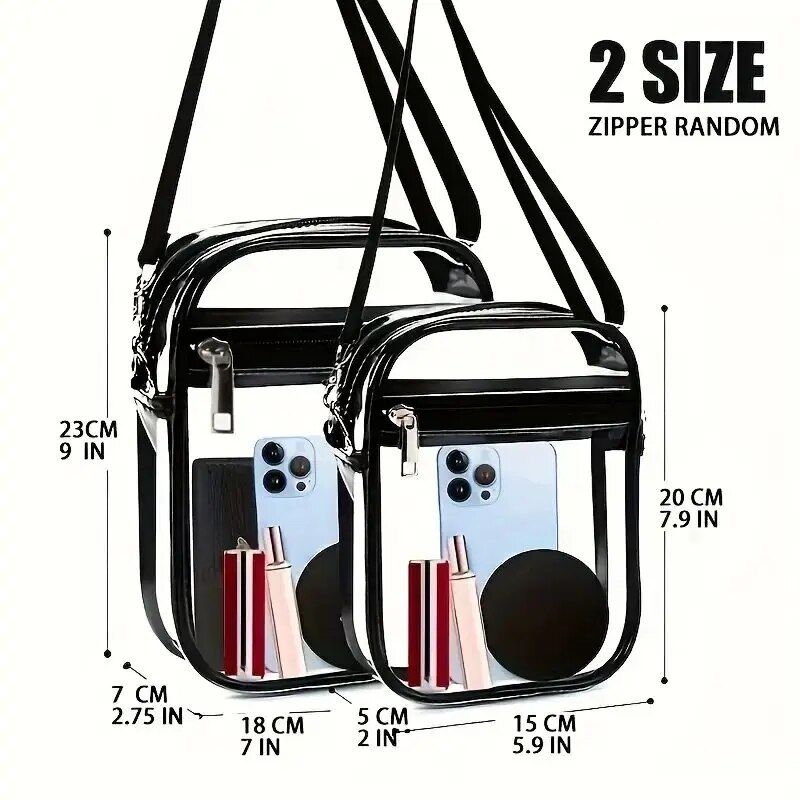 Clear Crossbody Bag, Stadium Approved Clear Bag For Concerts,Sporting Event For Women And Men Pvc Bag
