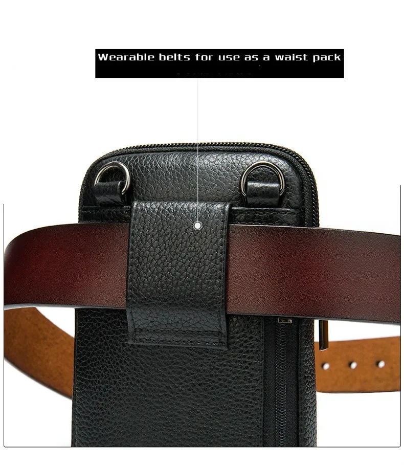 Random Genuine leather mens bag small phone men's Crossbody shoulder male waist luxury messenger s for But