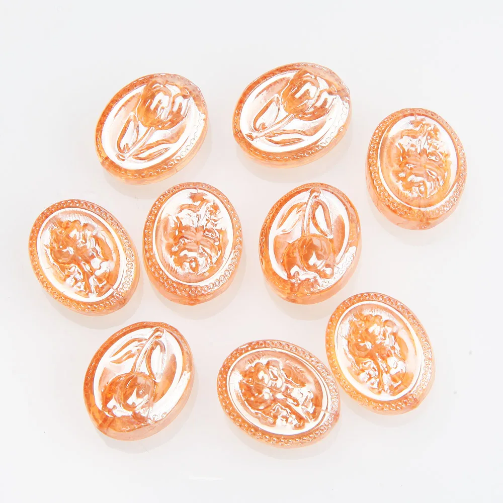 Roses Tulip Oval 20pcs Flower Beads AB Color Bead Charms for Jewelry Making Bracelet Necklace DIY Handmade Findings 15*19mm smile 15*19mm