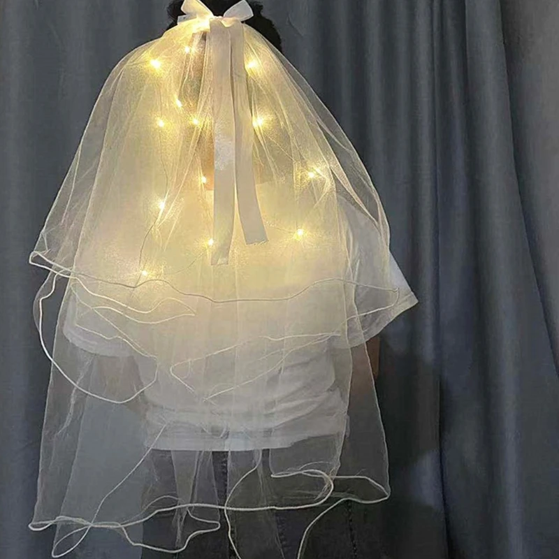 2025 LED Light Bridal Wedding Veil new with Pearls/Crowns Wedding Tiara Veil for Photoshop Props Party Headpieces Decor