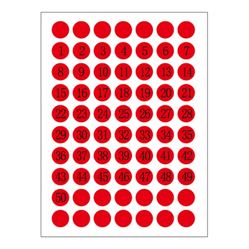 1-50 12PCS/lot Numbered Sticker Sequential Small 1cm Round Circle Number Label Consecutive For Party Gift smile