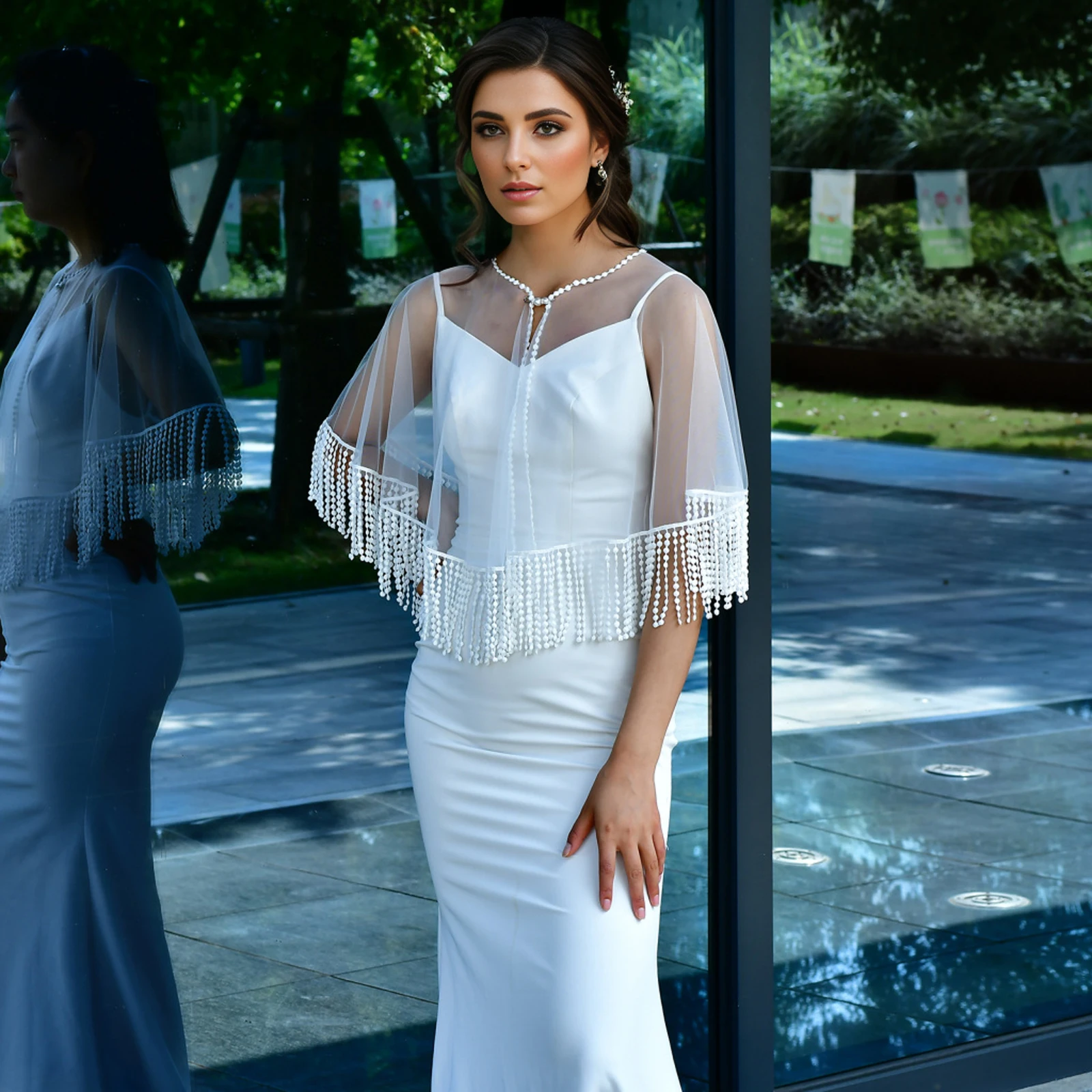 Bolero Mzb17 Wedding Jackets Bridal Netted Lace Shawls Top Separate Bride Accesories ddmysmile Tassel See-Through Bolero Party Stola Smile