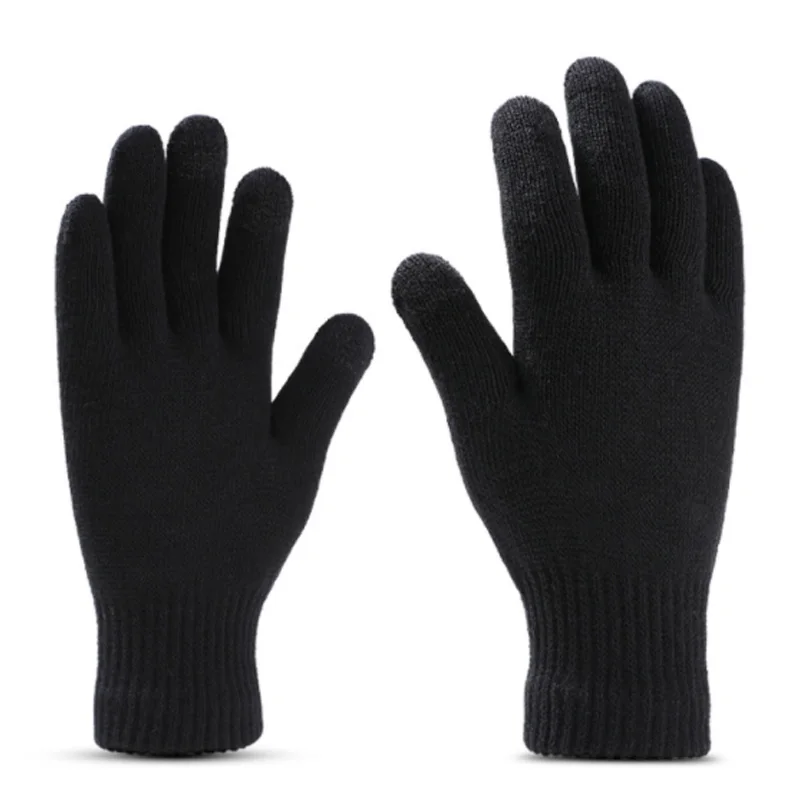 Hat Scarf Gloves 3pcs Set Women Men Winter Warm Knitted Beanie Hat Neck Warmers Outdoor Ski Cycling Windproof Full Finger Gloves smile
