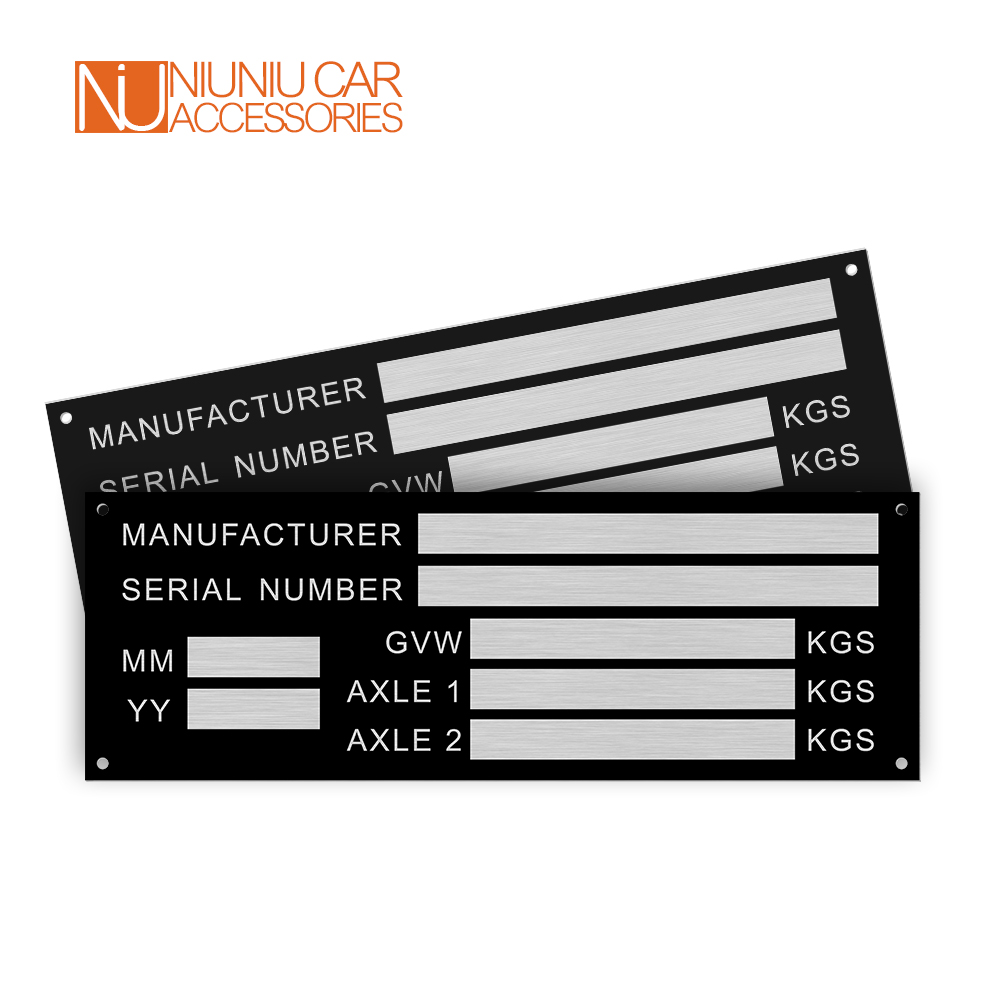 Blank or Engraved Aluminum Vehicle ID Tag 2025 Trailer Weight Plate Smart new Car Box Boat Bike VIN Chassic RV Camper Parts