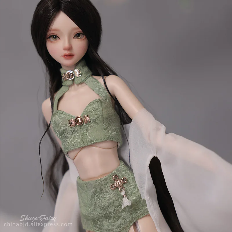 Fairy Idun 1/4 Shuga BJD Doll Resin Slim Kunis Body Embroidered Hanfu Classic Style Handsome Woman Take Smoking Pipe DOLL smile