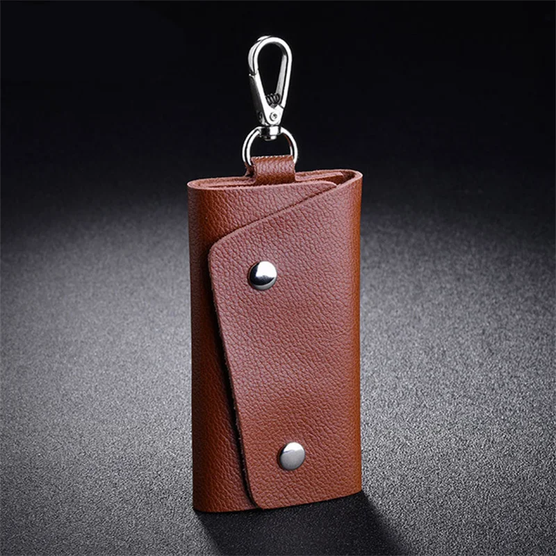 Holder Key Portable Leather Unisex Bag Case Cover Car Keychain Housekeeper Holders Mini ddmysmile Card Bags Simple Solid Color Wallet Smile