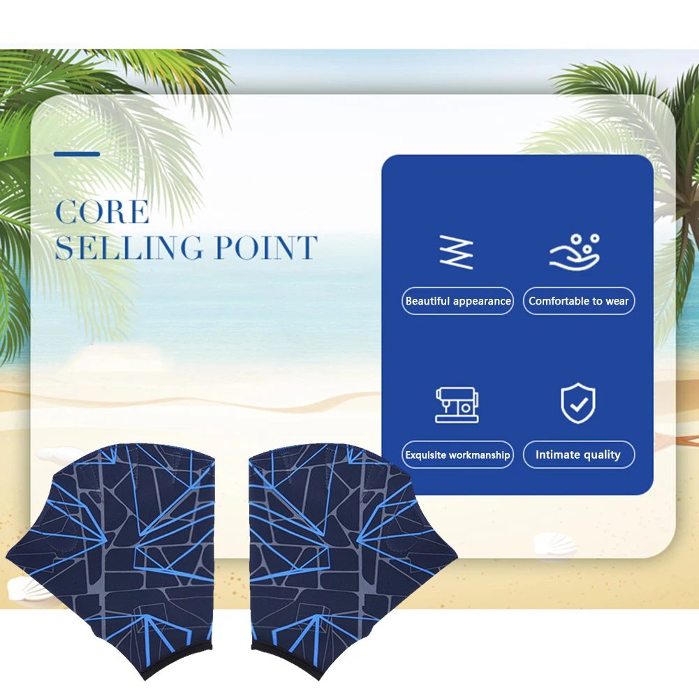 Pair Swimming 1 Unisex Hand Fins Flippers Swim Finger Webbed Paddle Water Gloves for Upper Body Training Equipment smile