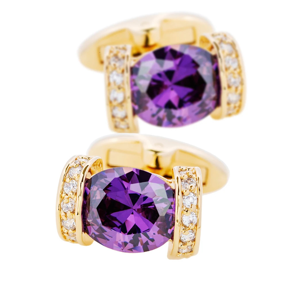 KFLK Jewelry Fashion Shirt Cufflinks Womens Cufflinks Button Purple Crystal Cufflinks High Quality Gold Customers 241108
