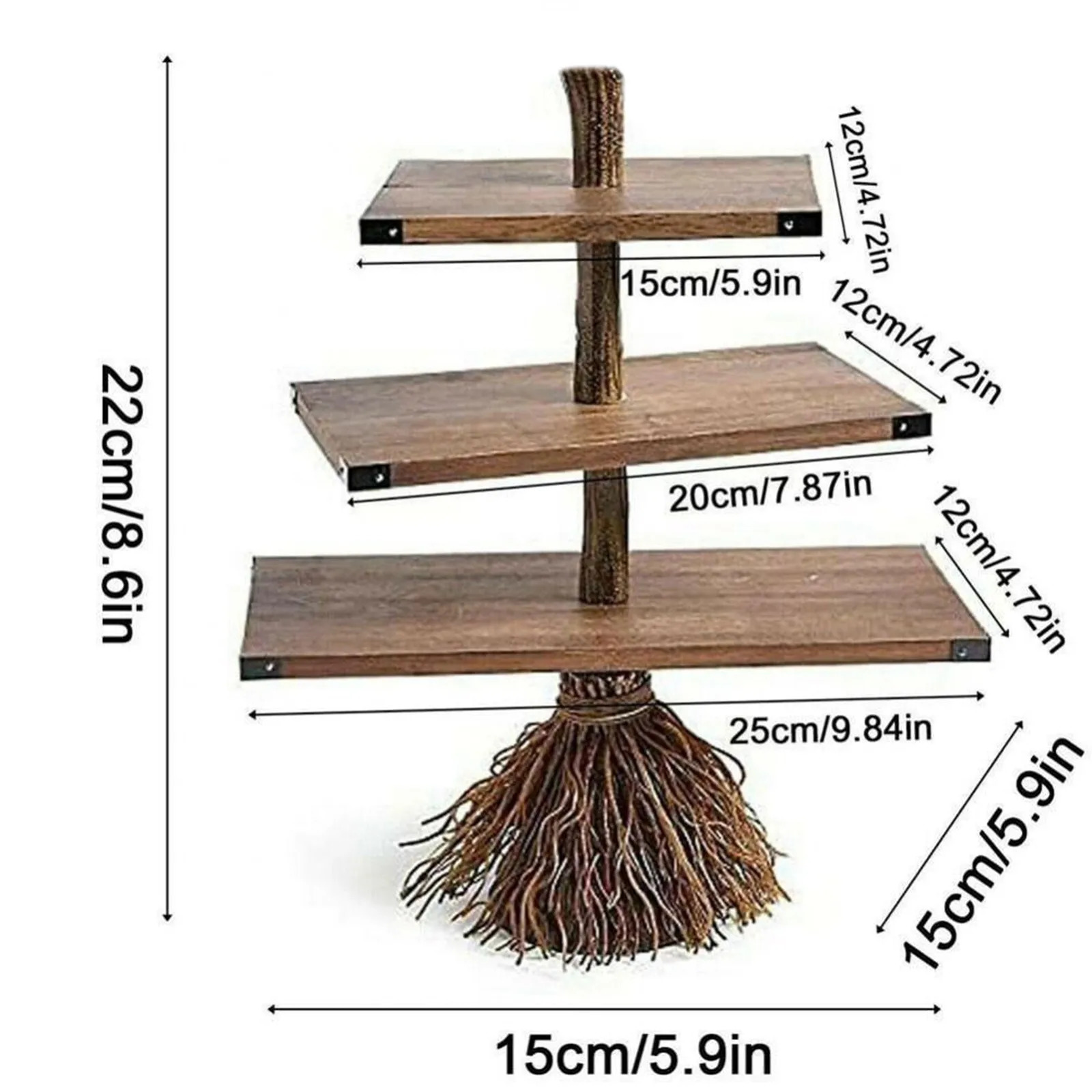 Witch Broom Table Tree Root Decor Snack Tray Cake Dessert Fruit Stand Party Food Display Halloween 240407
