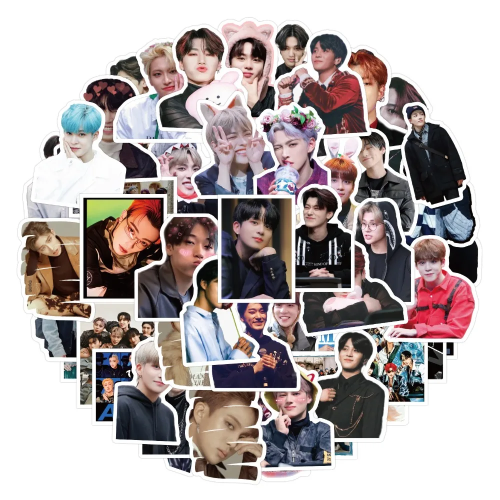 55Pcs Kpop 2025 ATEEZ Character Stickers Men's Team Stickers Waterproof High Quality HD Photo for new Laptop Cup Notebook