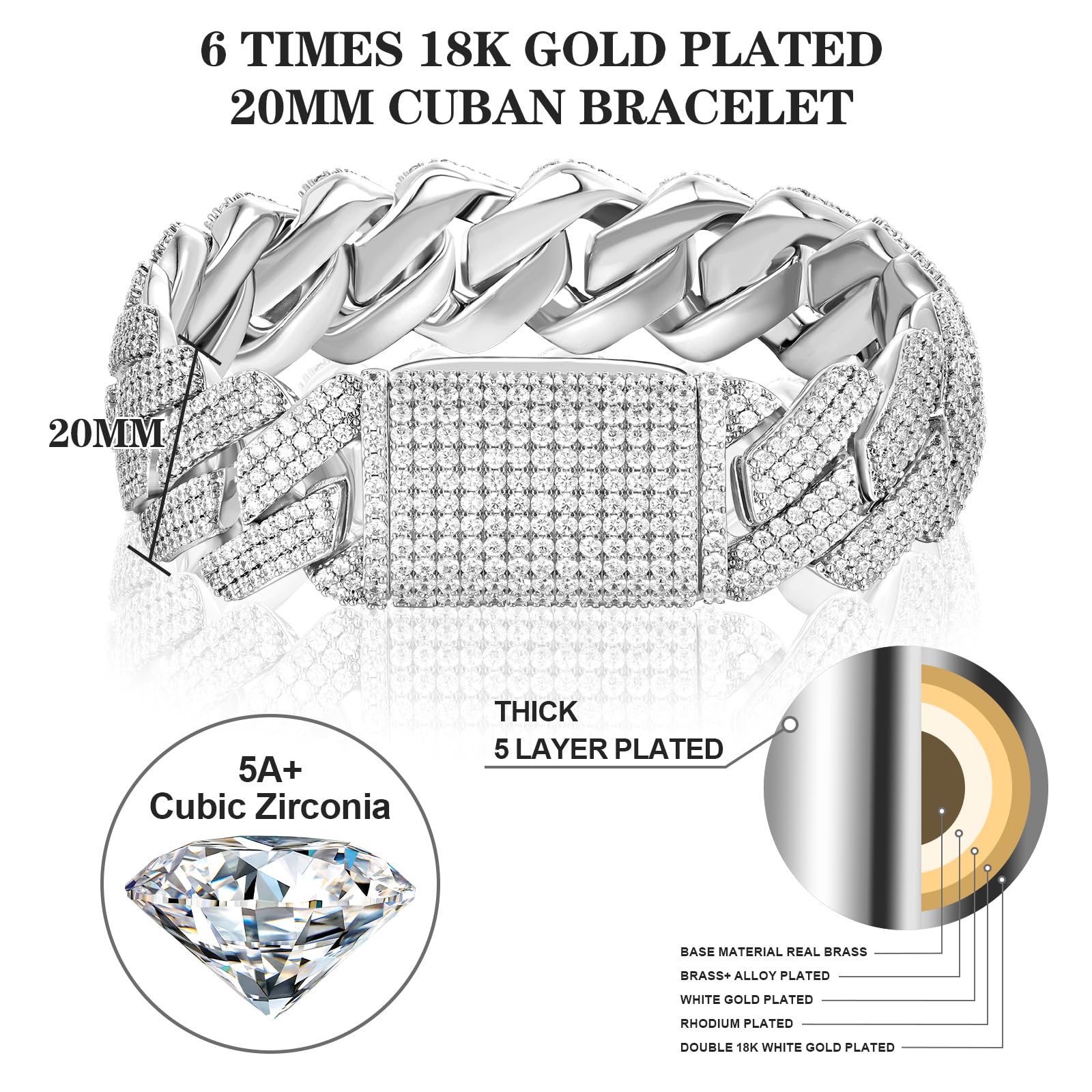 cuban k necklace designer for men 20MM wide 3 row bg dia iced out chain prong choker rapper hip hop thick gold jewelry woman Christmas gift