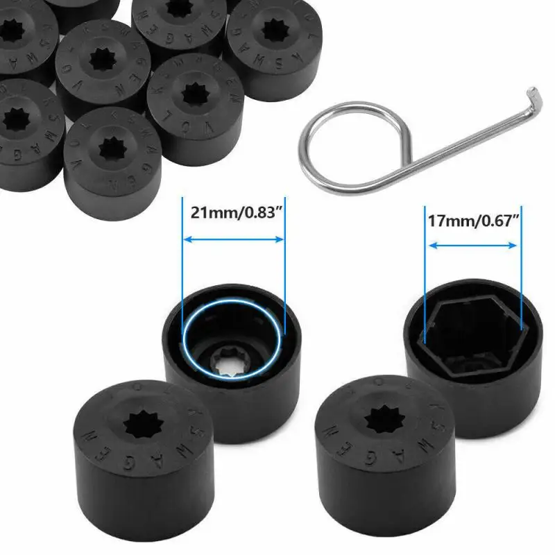 Set (20Pc) For One Vw Wheel Lug Nut Bolt Cover Black Caps Oem ddmysmile 1K06011739b9 Smile ()