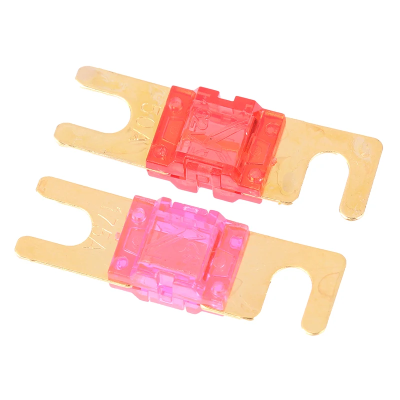2 Pcs Gold Plated Stud Car Fuses Mini Car Audio Fuse 20A 30A 40A 50A 60A 70A 80A 100A 120A 125A 150A 175A 200A 32V Auto Fuse