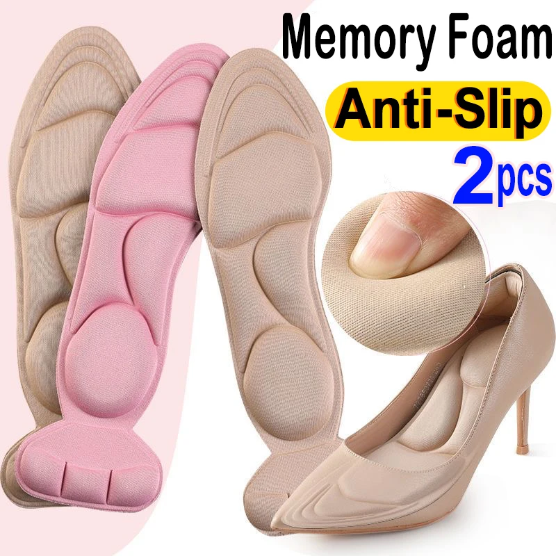 Heel 2Pcs ddmysmile Memory High Foam Insole Pad Inserts Heel Post Back Breathable Anti-Slip For Women Shoe New Shoe Arch Support Insoles Smile