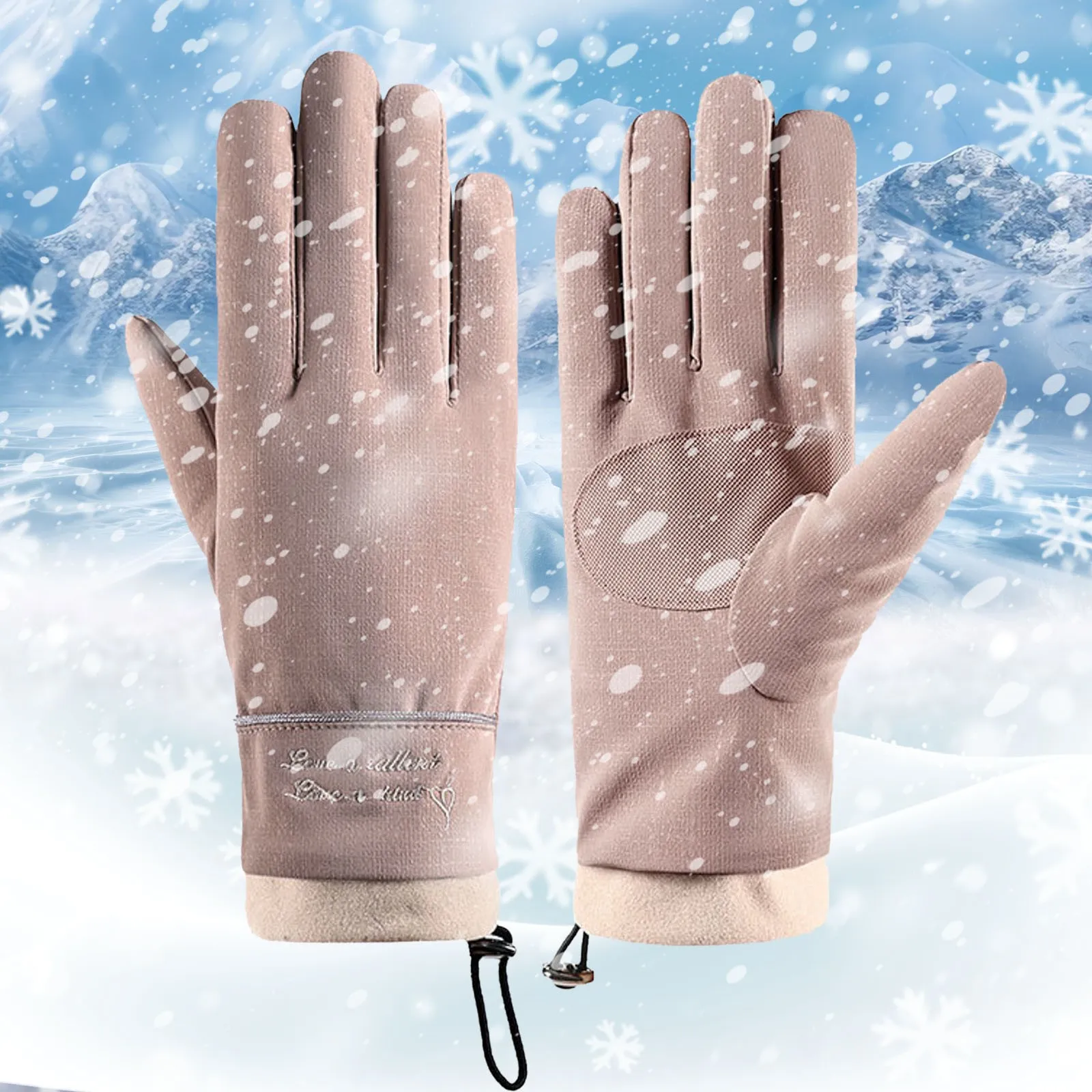 Snowboard Ski Gloves Winter For Women Black Pink Non-Slip Touch Screen Windproof Warm ddmysmile Fleece Gloves Thicken Snow Sports Gloves Smile