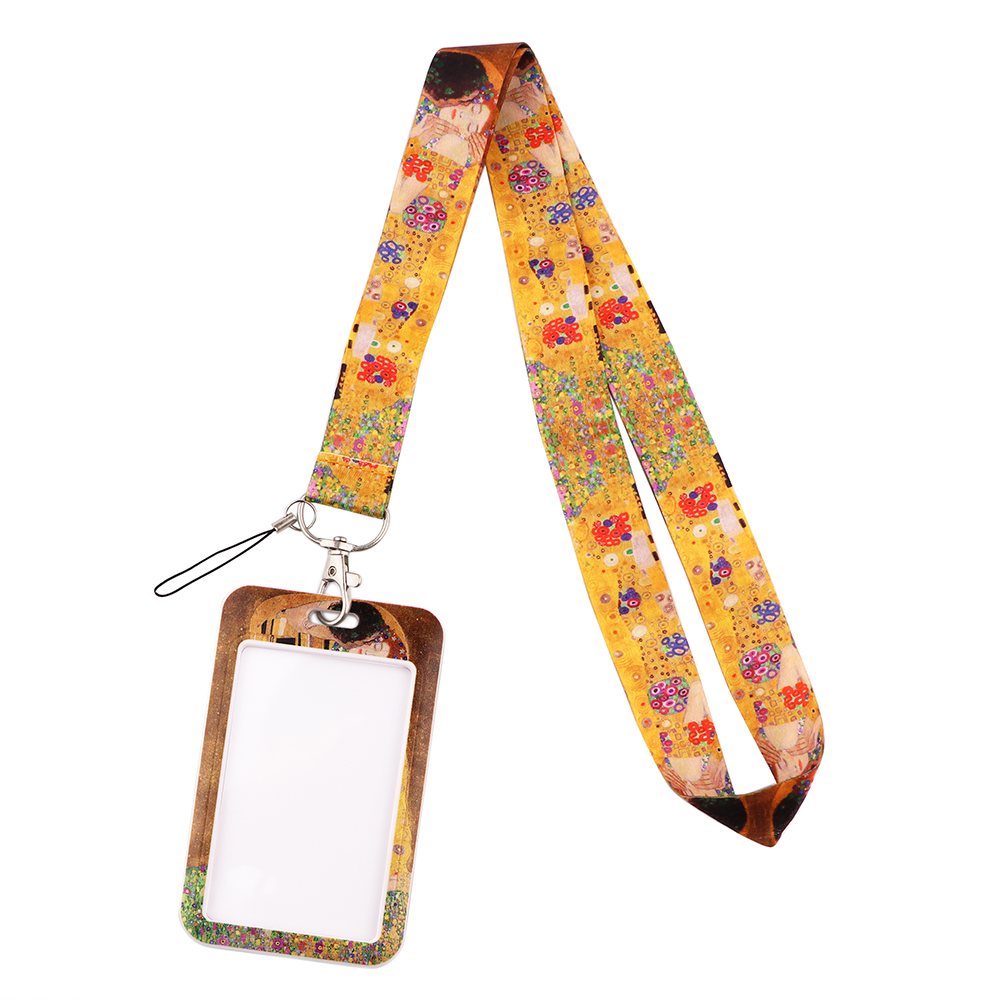 LX672 Klimt Kiss Oil Painting Lanyard For Keys Mobile Phone Hang Rope Keycord USB ID Card Badge Holder Keychain DIY Lanyards