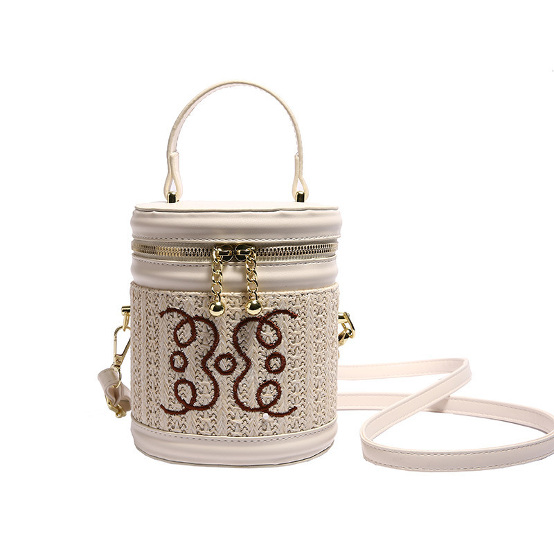 This years bag 2024 fashion embroidery thread letter texture ins internet celebrity handbag crossbody cylindrical bag for women 220315