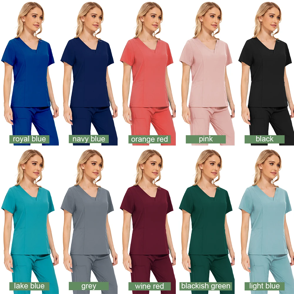 Medical Woman Scrubs Uniform Nursing Pants Medical Blouses Hospital Doctor Nurse Medical Set Wholesale Price Veterinary WorkWear smile