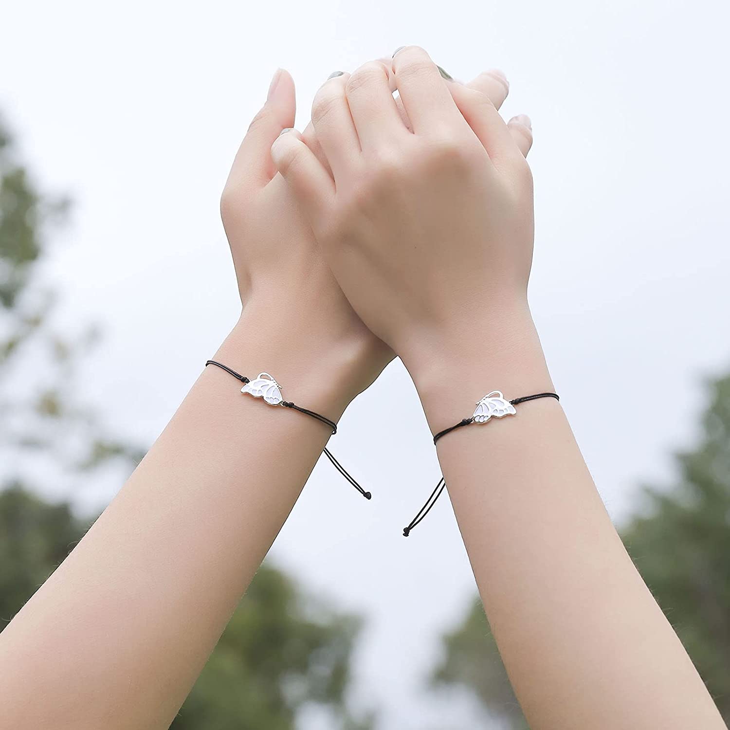Best Friend Butterfly Bracelets Friendship Handmade Woven Hide Rope Bracelets for Girls Lover Couple Bracelet Long Distance Gift