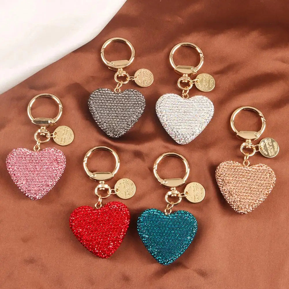 Chain ddmysmile Full Key Shiny Sparkling Multi-Purpose Reusable Gift Accessories Metal Heart Shaped Car Keychain Handbag Pendant Keyring F Smile