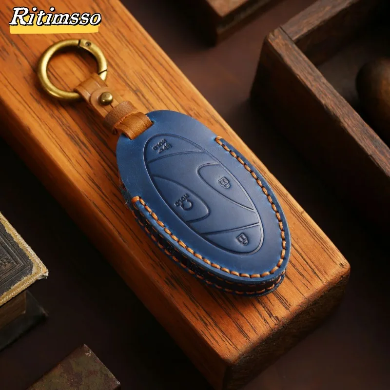 ddmysmile 7 Key Or 5 Buttons For Hyundai Grandeur Gn7 Kona Ev 2023 Keychain Leather Car Key Case Car Romote Key Fob Cover Accessories Smile