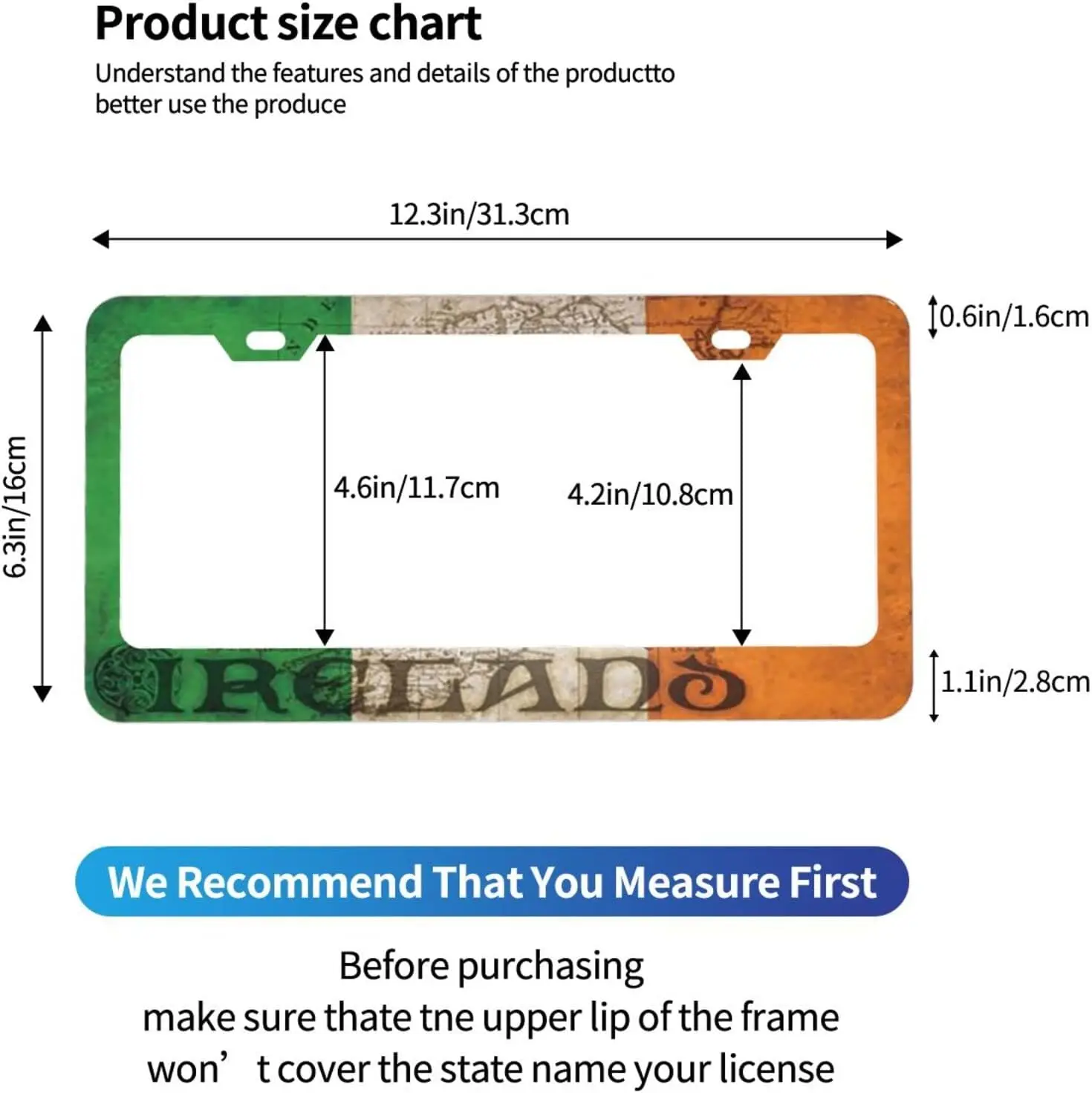Ireland Vintage Sets ddmysmile 2 Flag Irish Metal License Plate Frame Auto Decorative Frames Cars Protector Cover Holder For US Standard Smile