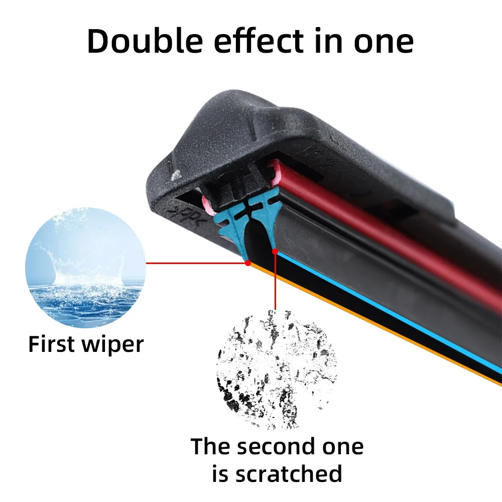 new GM Windshield 2025 Wiper Blades Double Soft Rubber Car Replacement Wiper 16" 18" 20" 22" 24" 26" Rubber Strip for Ea
